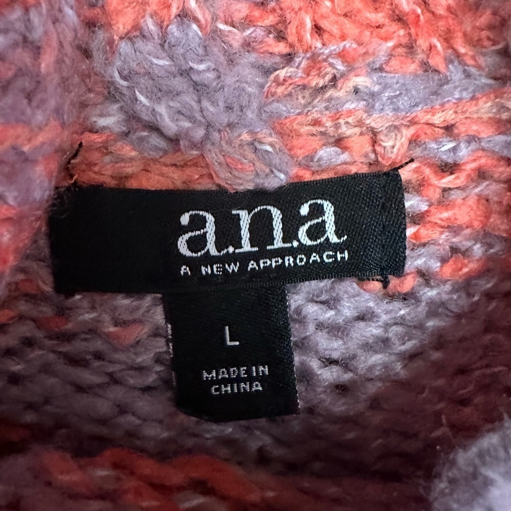 A.N.A NWT mock neck striped pastel pinks knit sweater sz L, 22”p2p - Picture 4 of 9